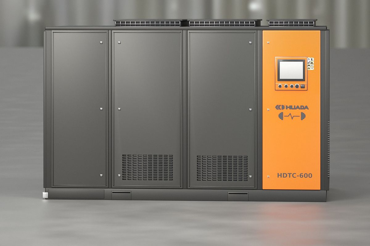 HDTC-600 magnetic levitation air compressor cabinet with orange control panel (illustration)